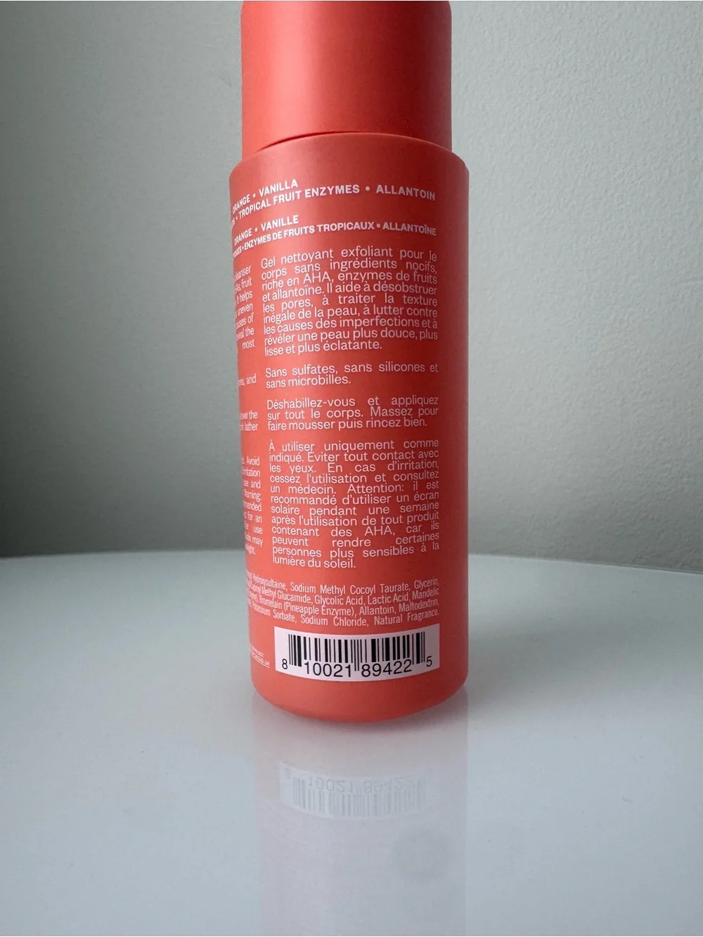 Kosasport AHA Enzyme Exfoliating Body Wash Kosas Coral Orange / Pink Gel 9oz